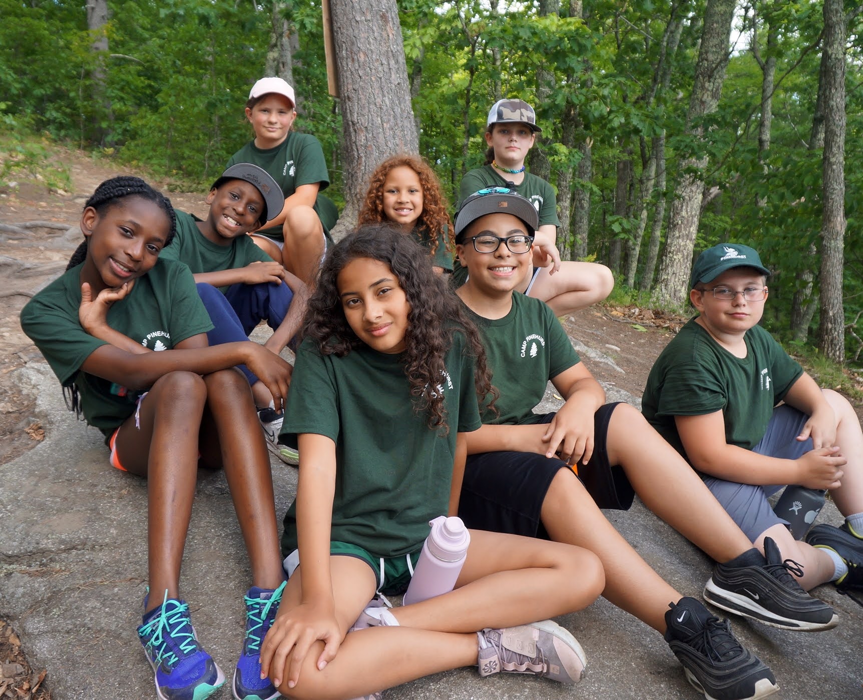 Kids on a hike in the woods